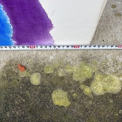 佐藤たつお　抽象画 紫 青 緑 約53cm x 80cmの画像