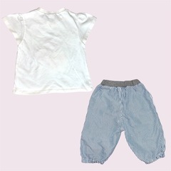 シンプルフリー❤ フルーツTシャツとストライプ柄パンツ 上下セット　95　子供服の画像