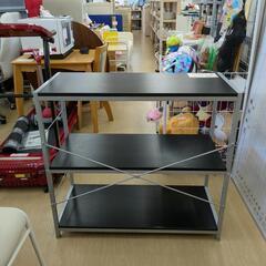 3段ラックスチールフレーム3段ラック​収納に便利！おしゃれな黒い棚/ラック 【こちらは店舗です。浜村鹿野温泉ICから3分 買取本舗 宮本リサイクル 営業時間9～19時 定休日水曜のみ←連絡できませんm(_ _)m】の画像