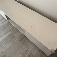 モダンデザイン★ホワイト木製ローボード（収納付き）テレビ台の画像