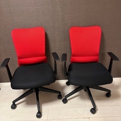 〔お取引き中〕オフィスチェア　サンワサプライ　レッド　メッシュ生地（2脚）の画像