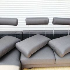 ニトリ　右肘　カウチソファ　3人掛け　『 アビオS 』2138947　ヘッドレスト付き　L字ソファ ファブリック　AVIOS 　NITORI　直接引取歓迎の画像