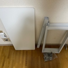 【未組立】【一部塗装剥有】テーブル　白　80×35×70(cm)の画像