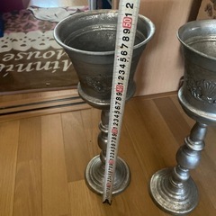 シルバー メタル製 フラワースタンド 2個セット　アンティーク調　シャビーの画像