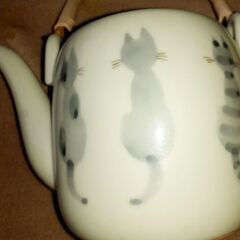 😺有田焼 kiyo 猫柄お茶ポット 手書き 1998の画像