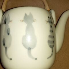 😺有田焼 kiyo 猫柄お茶ポット 手書き 1998の画像