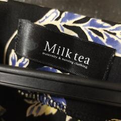 Milk tea ブラック　花柄　ロングワンピース　マタニティーの画像