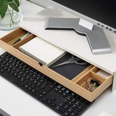 ★1000円【美品】IKEA イケア ELLOVEN エロヴェン 引き出し付きモニタースタンド ホワイトの画像