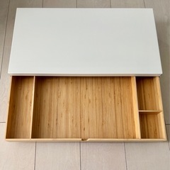 ★1000円【美品】IKEA イケア ELLOVEN エロヴェン 引き出し付きモニタースタンド ホワイトの画像