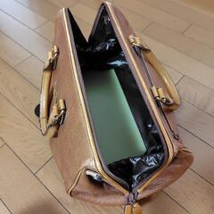 レザー　ボストンバッグ　I.A FERIA 本革　がま口　ブラウン　レトロの画像