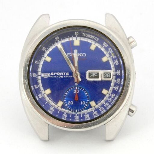 希少 ジャンク扱い 要OH SEIKO 5SPORTS SpeedTimer 6139-6010 21石 ヘッドのみ ブルーダイヤル 