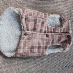お値下げ💴⤵ペット用品/犬服/ピンク系チェック柄/Lサイズの画像