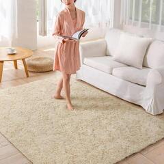 再4【3畳】絨毯 カーペット シャギーラグ 【ライトキャメル】 ...