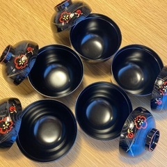 お椀5客&小皿5枚セット+取っ手付きお盆の画像