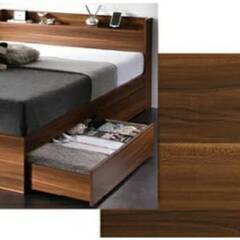 セミダブル・Newデザイン2杯収納コンセント付ベッド・アクセントブラウン 7-5 セミダブル・Newデザイン2杯収納コンセント付きベッド