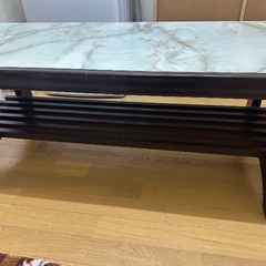 【カリモク】大理石調ローテーブル【レトロ】の画像