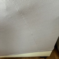 ソファ　2人掛け　ハイバック　グレージュ　革製　布カバー付き　
引き取りのみの画像