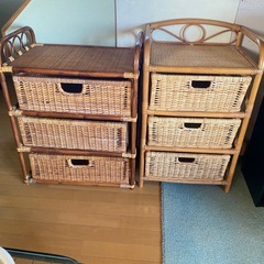 ラタン　収納　籐　家具　洗面　の画像