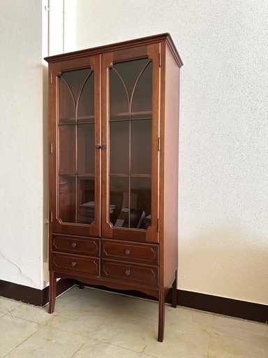 アンティーク 家具 キャビネット 水屋 食器棚 ディスプレイ 店舗 ガラス棚 本棚 昭和 レトロ 北欧