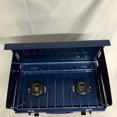 【北見市発】キャプテンスタッグ CAPTAIN STAG ステイジャー コンパクトガスツーバーナーコンロ  M-8249 1994年製 青 キャンプ アウトドア (E3603tnnYM)の画像