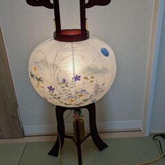 和風提灯 白地 花柄 電源付きの画像