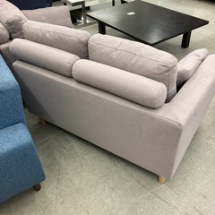 T2508-398 3人掛カウチソファ ピンク オットマン付き キズ汚れ色あせ有りの画像