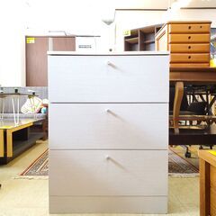 3段チェスト ホワイト 木目調 ■幅59㎝×奥行39㎝×高さ80㎝■買取帝国 朝霞店 配達可能の画像