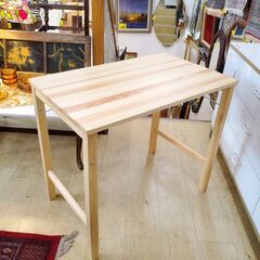 無印良品/MUJI 天然木 パイン材テーブル 折りたたみ式 デスク 机 ナチュラル■横幅80㎝×奥行50㎝×高さ70㎝■買取帝国 朝霞店 配達可能の画像