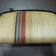 未使用保管品 掛川特産 手織葛布 ハンドバッグ 幅22.2cm がま口 外箱付き 葛布 郷土工芸品 こたけや 川出幸吉商店 札幌市東区 新道東店の画像