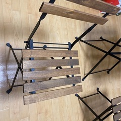 折りたたみガーデンテーブルチェア3点セットの画像