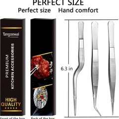 調理用ピンセット 精密トング 3個セット ステンレススチールピンセットの画像