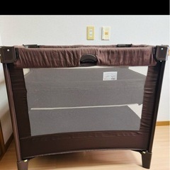 【美品】ココネルエアープラス チョコレートカラー　ベビーベッド　洗濯済みの画像