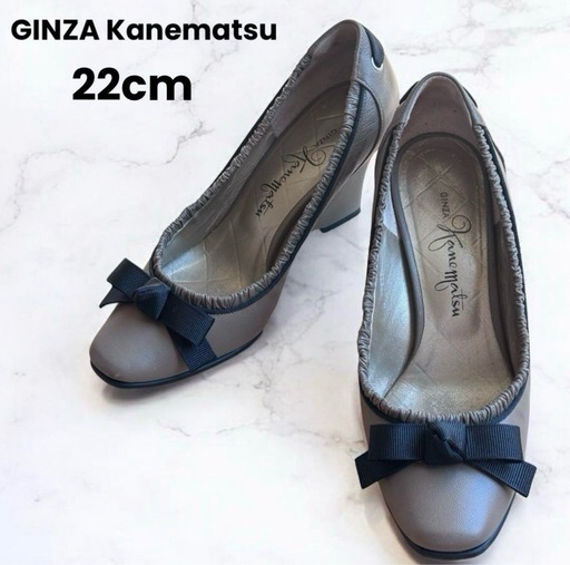 GINZA Kanematsu 銀座かねまつ パンプス ウェッジソール リボン