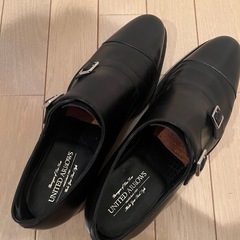 UNITED ARROWS メンズ ダブルモンクストラップシューズ革靴 ブラックの画像
