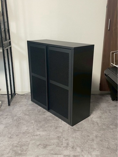 IKEA イーヴァル キャビネット 扉付 - ブラック メッシュ (あきひろ