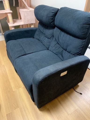 電動リクライニングソファ ネイビー