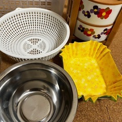 キッチンセット　お弁当　仕切　カゴ　ざる　ステンレス容器　タッパーの画像