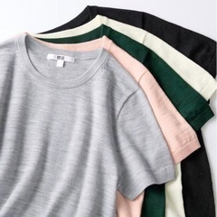 【新品タグ付き】UNIQLO ユニクロ　メリノクルーネック　セーター 半袖　Lの画像