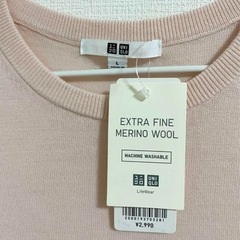 【新品タグ付き】UNIQLO ユニクロ　メリノクルーネック　セーター 半袖　Lの画像