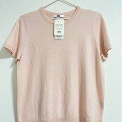 【新品タグ付き】UNIQLO ユニクロ　メリノクルーネック　セーター 半袖　Lの画像