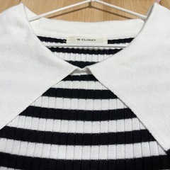 wcloset ビッグカラー　ボーダー　トップスの画像
