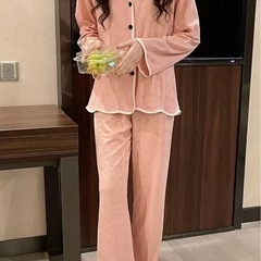 ❤️新品❤️パジャマ ルームウェア ピンク上下セット 長袖 レディース ルームウェア Mの画像