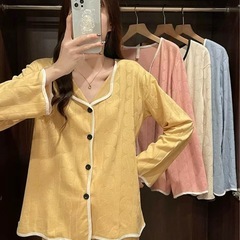 ❤️新品❤️パジャマ ルームウェア ピンク上下セット 長袖 レディース ルームウェア Mの画像