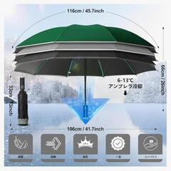 逆さ傘 折りたたみ傘 強化10本骨(3+2本骨) 耐強風設計 晴雨兼用 グリーンの画像