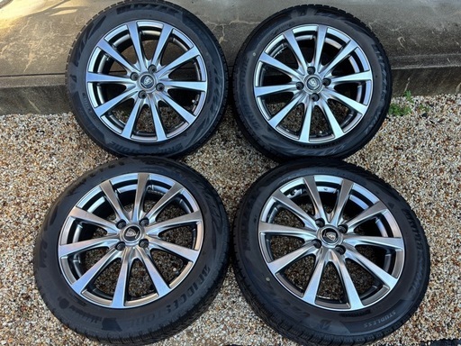 ブリヂストンスタッドレス付きアルミホイール　マナレイスポーツ(ガンメタ) 16×6.0J ET50 PCD100-4H 185/55R16 アクア・フィットなどに