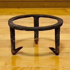 火鉢 木製 銅炉付 五徳付 金網付 直径約38cm H約23cm 送料込みの画像