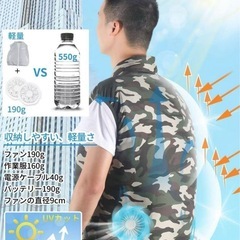 空調作業服 作業着 ベスト　大容量バッテリー付 強力ファン付き 大風量　Mの画像
