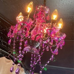 高級シャンデリア　極上品　パープル　美品の画像