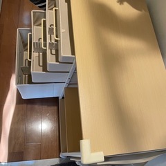 【YeTom サイドキャビネット デスクワゴン（布製・4段・幅75cm・ライトオーク）】の画像