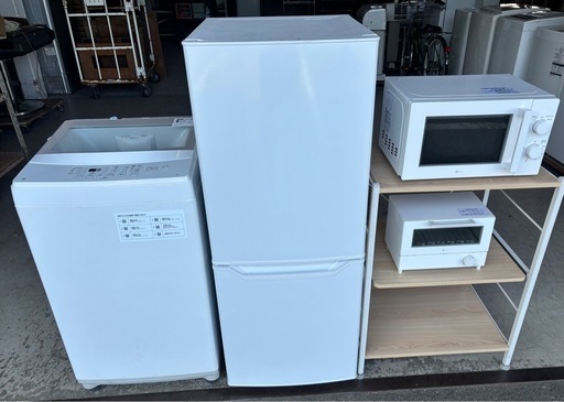 ✨ ホワイト家電4点セット 冷蔵庫・洗濯機・電子レンジ・オーブントースター ? 配達OK / ? 夜間対応OK / ?️ 設置OK /